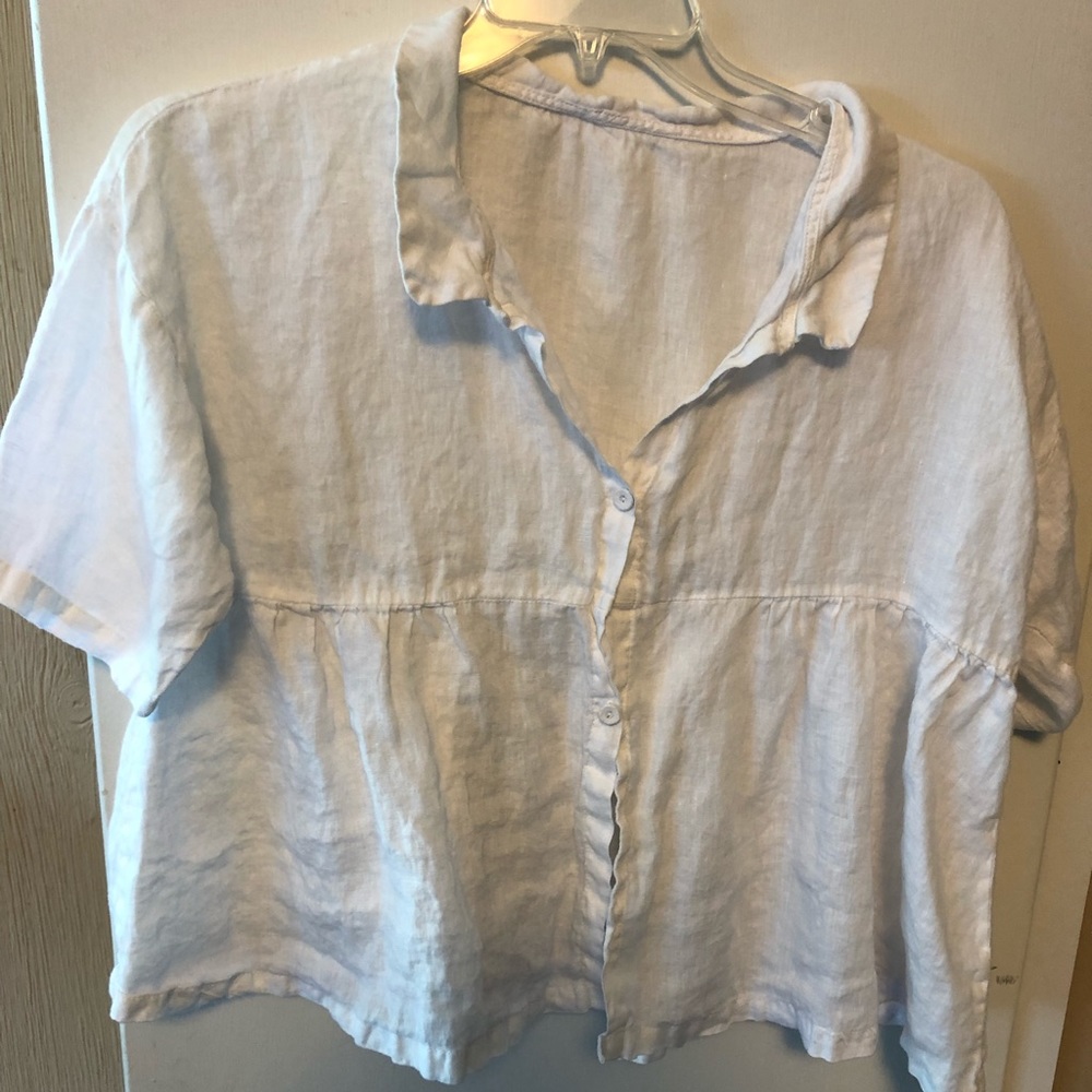 White 100% Linen Blouse